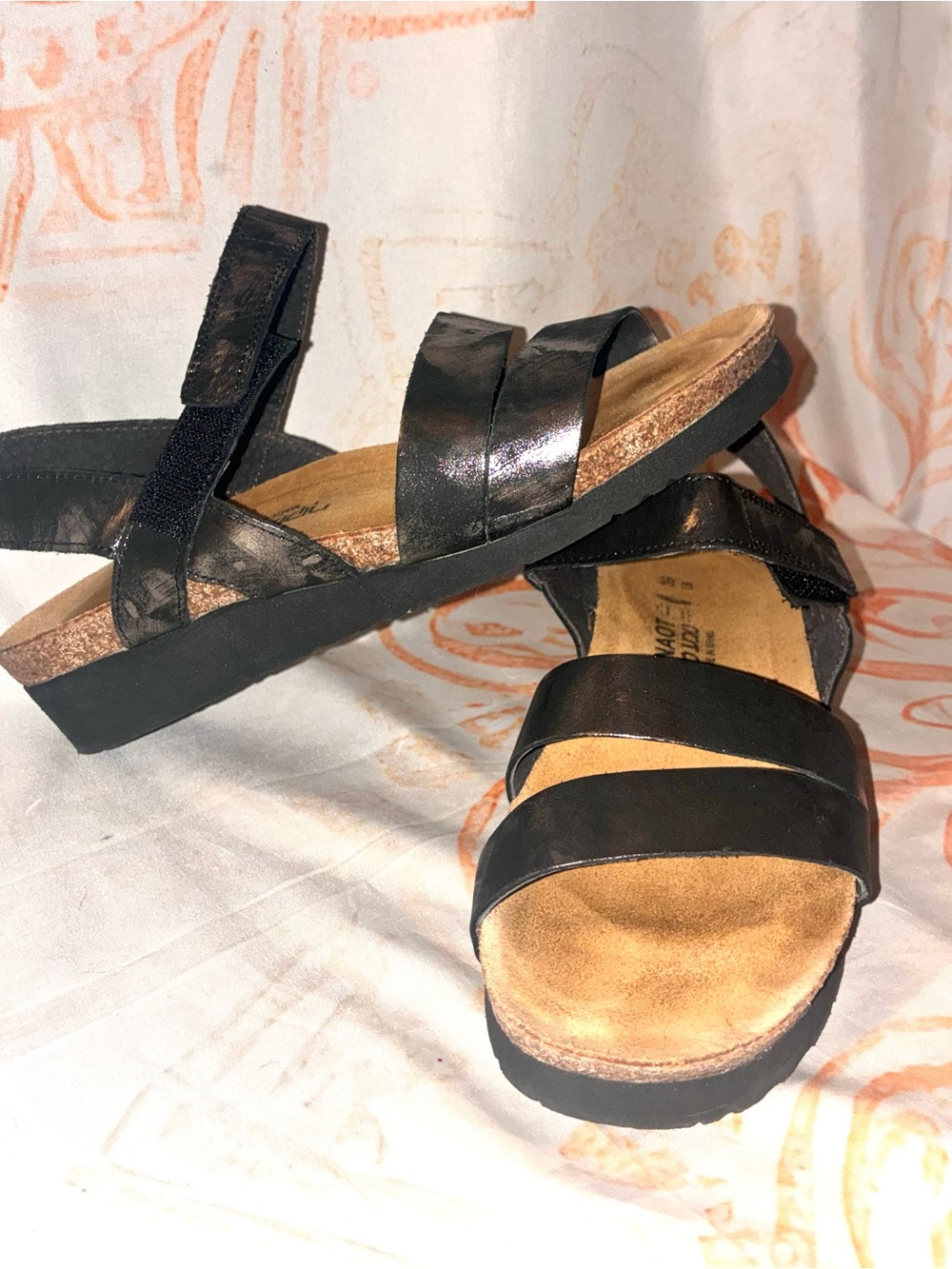 NAOT Metallic Black; Women's Leather Comfort Sandals